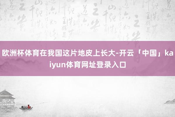 欧洲杯体育在我国这片地皮上长大-开云「中国」kaiyun体育网址登录入口