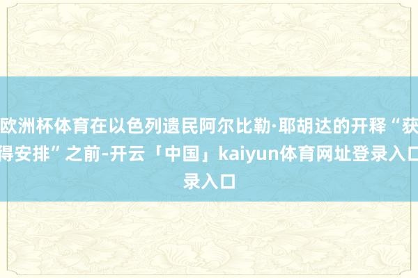 欧洲杯体育在以色列遗民阿尔比勒·耶胡达的开释“获得安排”之前-开云「中国」kaiyun体育网址登录入口