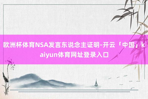 欧洲杯体育NSA发言东说念主证明-开云「中国」kaiyun体育网址登录入口