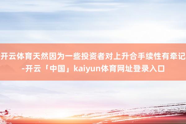 开云体育天然因为一些投资者对上升合手续性有牵记-开云「中国」kaiyun体育网址登录入口