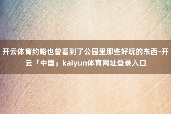 开云体育约略也曾看到了公园里那些好玩的东西-开云「中国」kaiyun体育网址登录入口