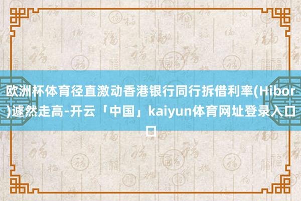 欧洲杯体育径直激动香港银行同行拆借利率(Hibor)遽然走高-开云「中国」kaiyun体育网址登录入口