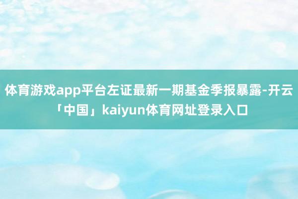 体育游戏app平台左证最新一期基金季报暴露-开云「中国」kaiyun体育网址登录入口